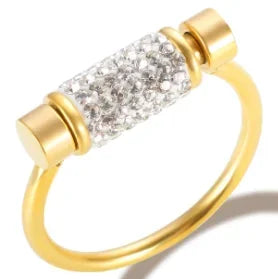 Crystal Zircon Stainless Steel Ring for Women