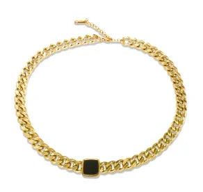 Square Pendant Stainless Steel Necklace for Women
