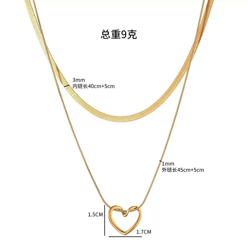 Stainless Steel Heart Pendant Necklace for Women