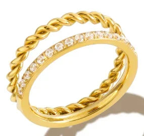Rhinestone Stainless Steel Ring for Women