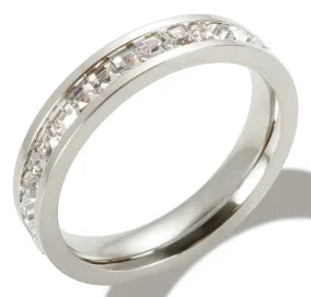 Crystal Zircon Stainless Steel Ring for Women