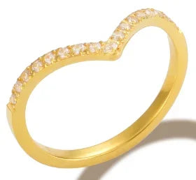 Crystal Zircon Stainless Steel Ring for Women