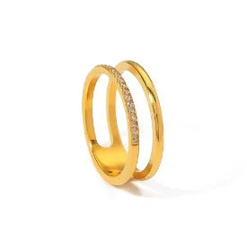 Rhinestone Stainless Steel Ring for Women