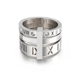 Crystal Zircon Stainless Steel Ring for Women
