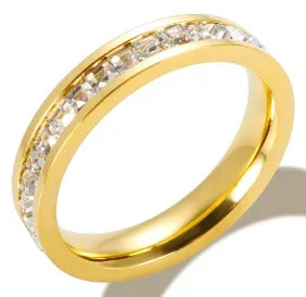 Crystal Zircon Stainless Steel Ring for Women