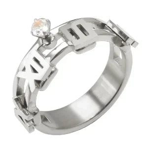 Rhinestone Stainless Steel Ring for Women