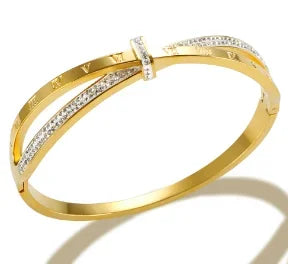 Stainless Steel Crystal Cuff Bracelet for Women