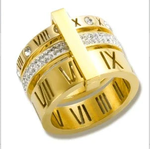 Crystal Zircon Stainless Steel Ring for Women