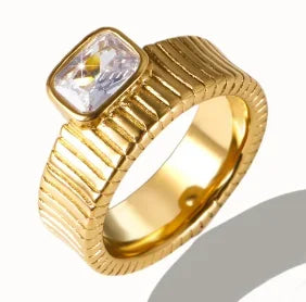 Rhinestone Stainless Steel Ring for Women