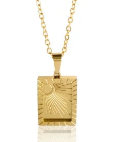 Square Pendant Stainless Steel Necklace for Women