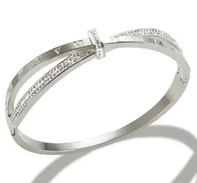 Stainless Steel Crystal Cuff Bracelet for Women