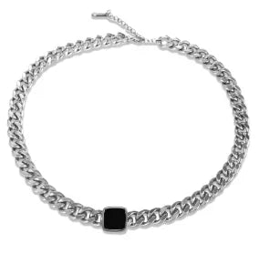 Square Pendant Stainless Steel Necklace for Women
