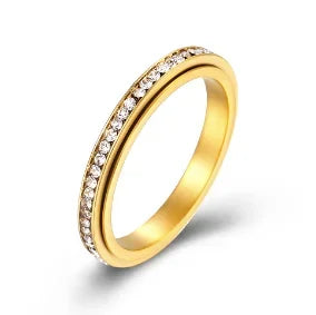 Rhinestone Stainless Steel Ring for Women